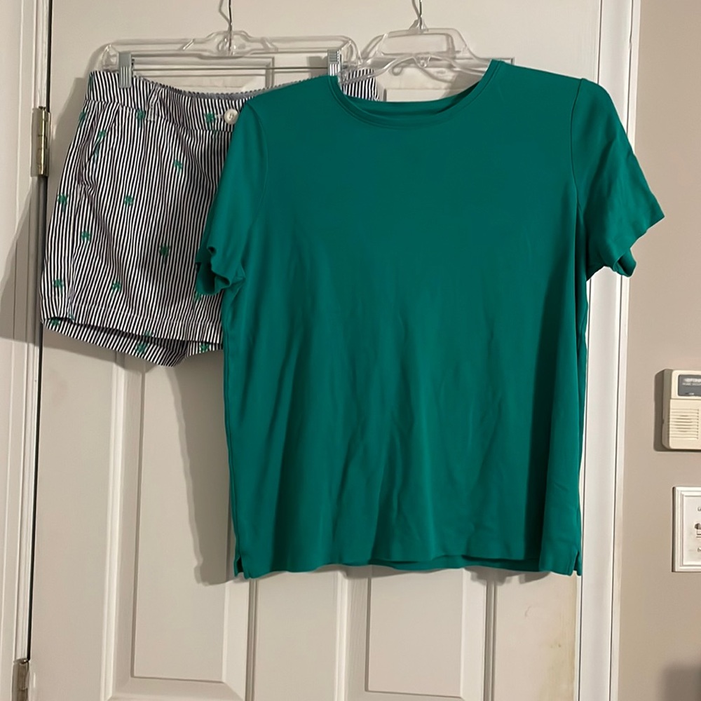 Crown and Ivy Palm Tree shorts with Kim Rogers Perfectly Soft matching tee